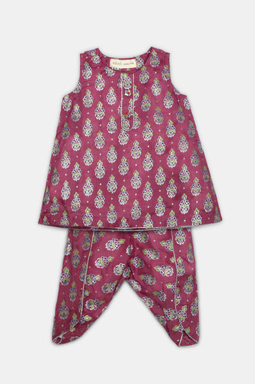 Plum Block Printed Infant 2PC