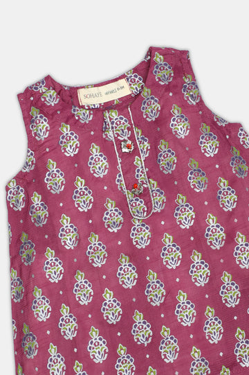 Plum Block Printed Infant 2PC