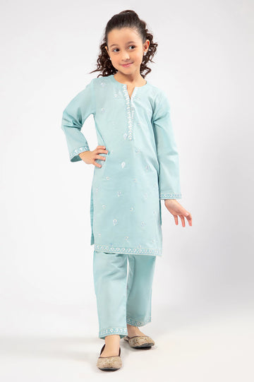 Blue Embroidered Girls 2PC