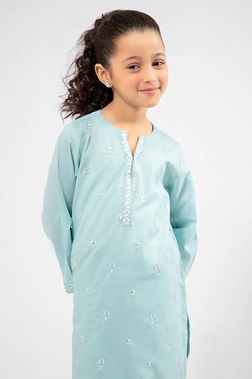 Blue Embroidered Girls 2PC