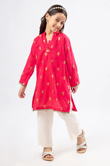 Red Embroidered Girls Kurti