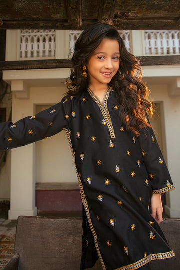 Black Embroidered Girls 2PC