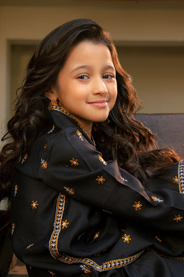 Black Embroidered Girls 2PC