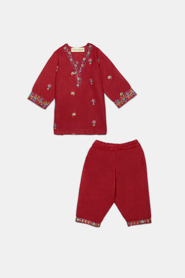 Pink Embroidered Infant 2PC