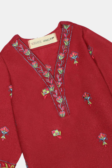 Pink Embroidered Infant 2PC