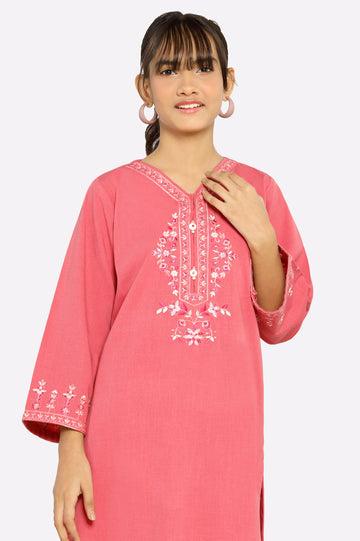 Pink Embroidered Girls 2PC
