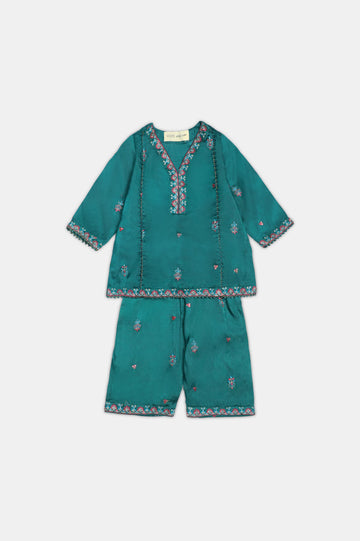 Green Embroidered Infant 2PC