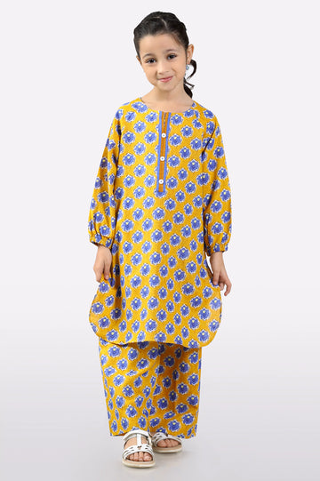 Yellow Printed Girls 2PC