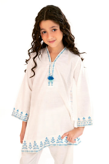 White Embroidered Girls 2PC