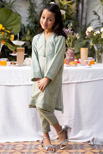 Sea Green Embroidered Girls 2PC