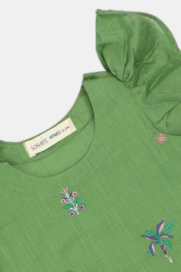 Green Embroidered Infant 2PC