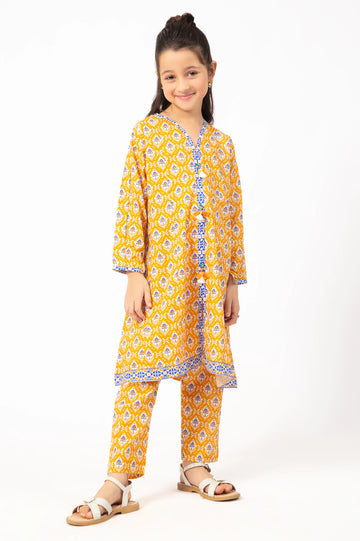 Mustard Printed Girls 2PC