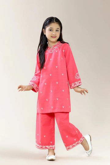 Embroidered Khaddar Coral Girls 2PC