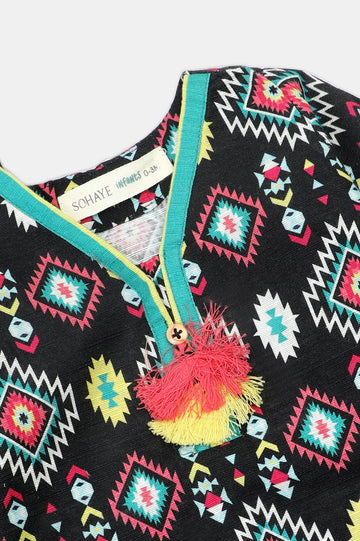 Printed Khaddar-Black Infant 2PC