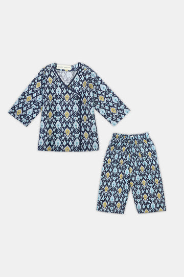 Printed Khaddar-Blue Infant 2PC