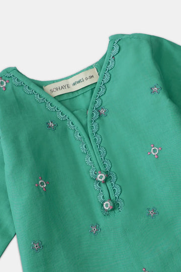 Green Embroidered Girls 2PC
