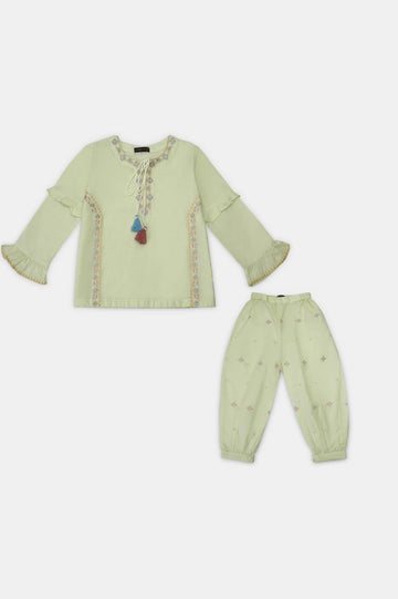 Dyed Embroidered Girls 2PC