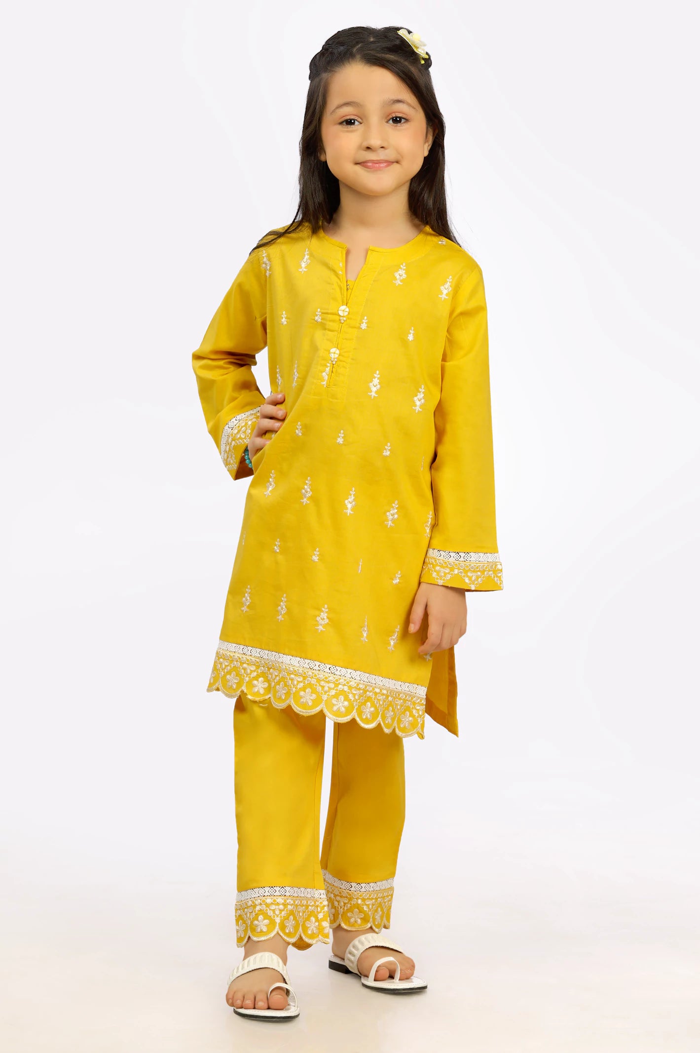 Cambric Embroidered Girls 2PC Suit From Diners