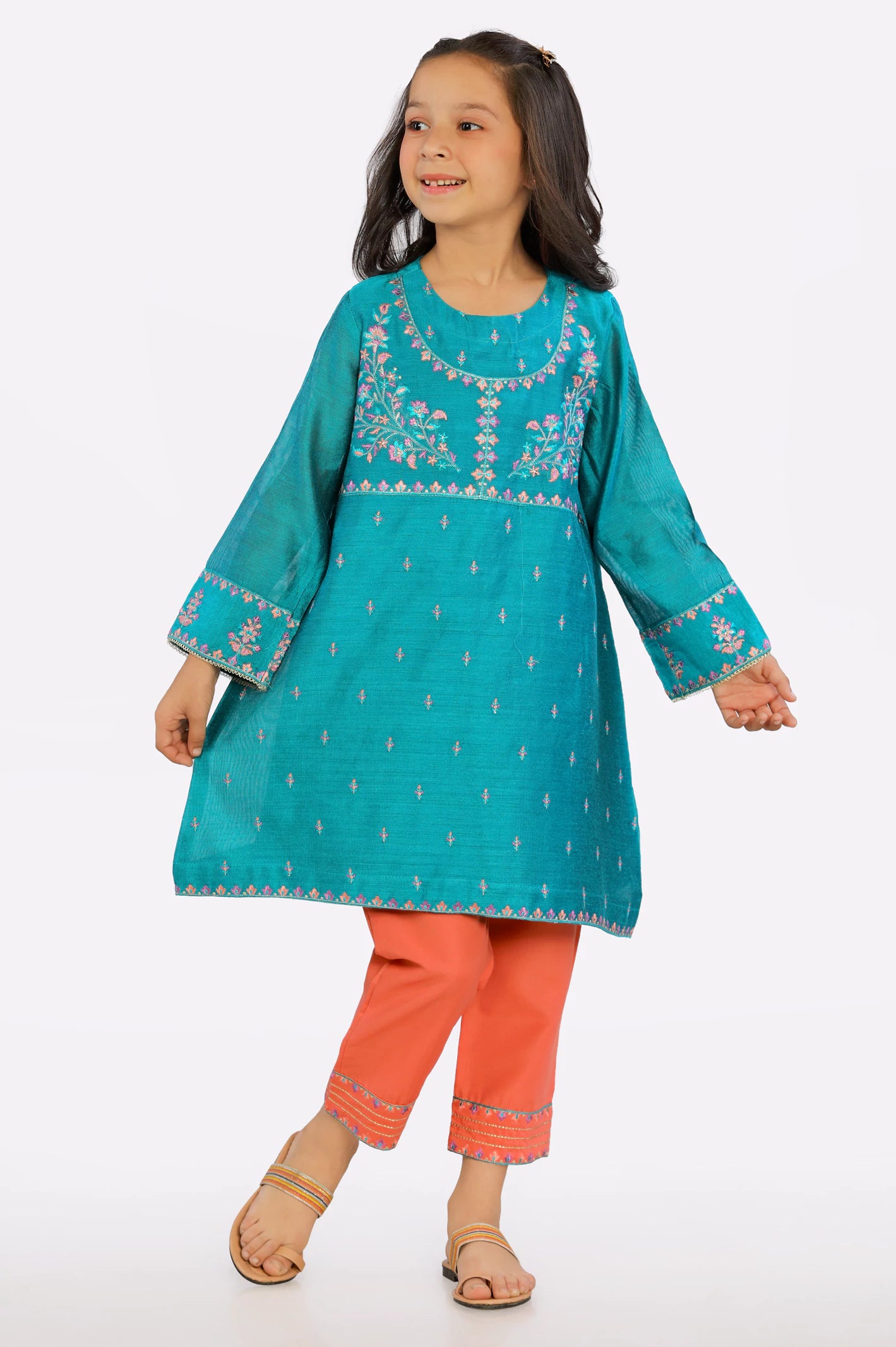 Khaddi Net Embroidered Girls 2PC Suit From Diners