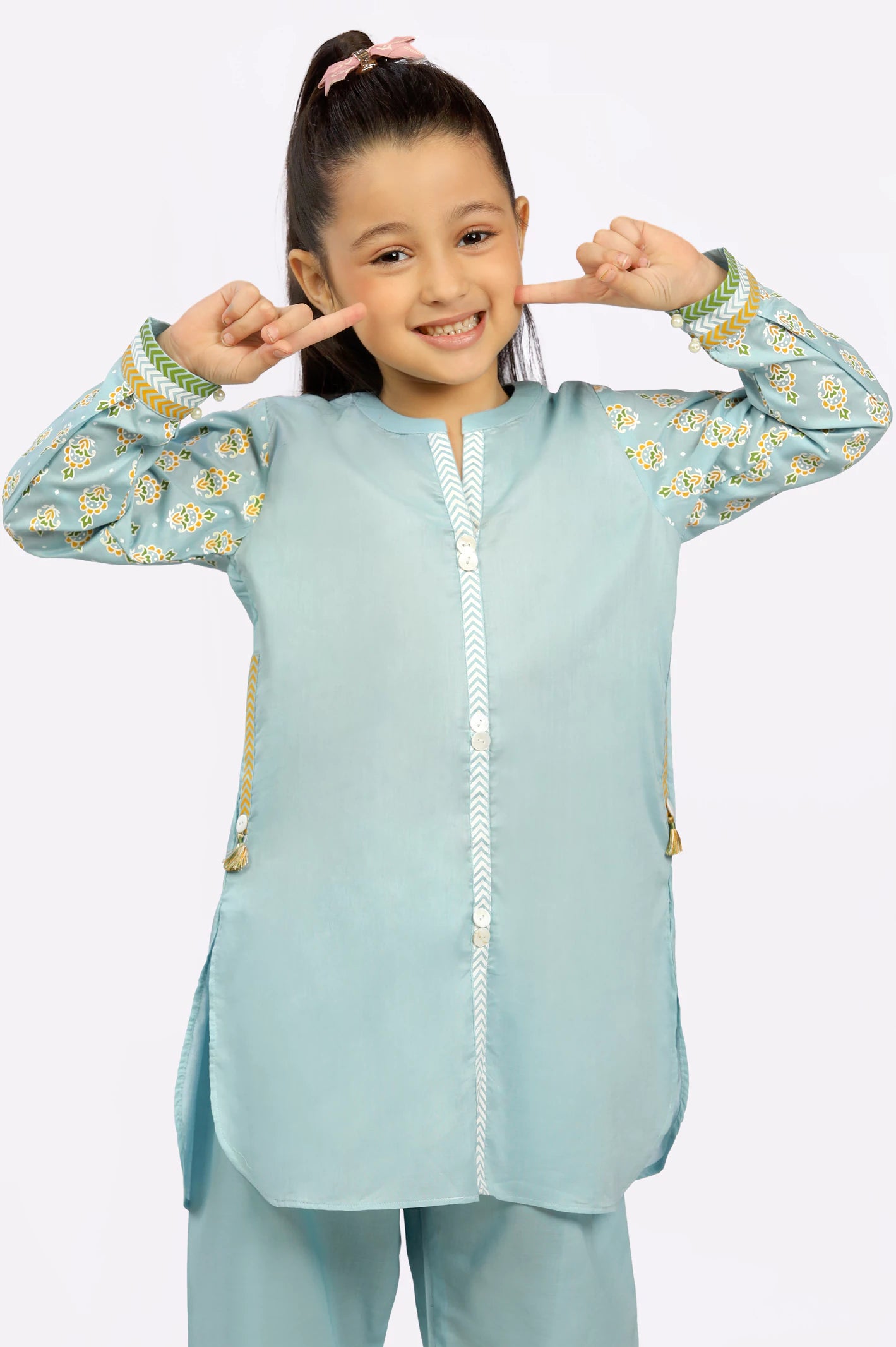 Cambric Block Printed Girls 2PC Suit From Diners