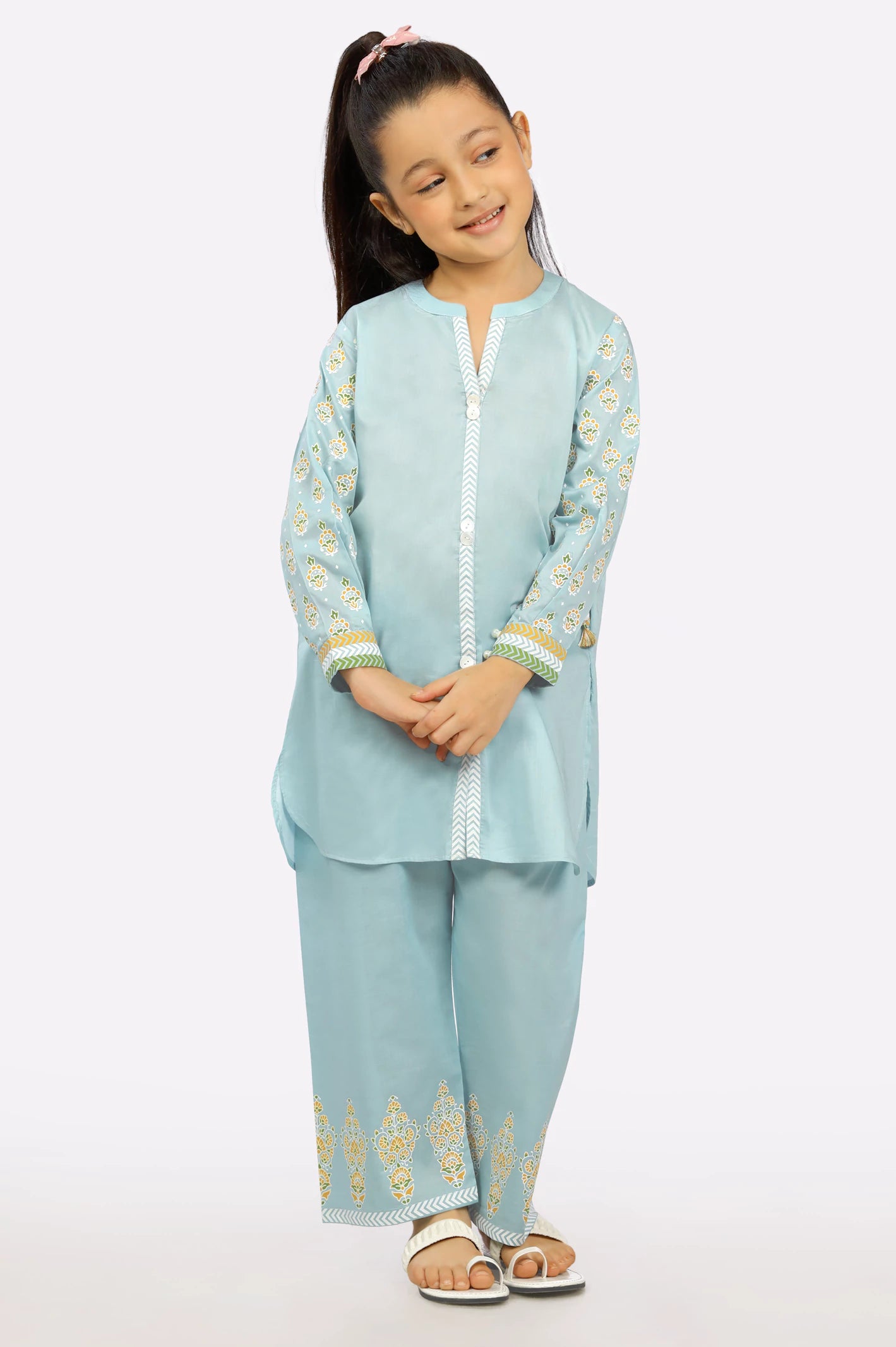 Cambric Block Printed Girls 2PC Suit From Diners