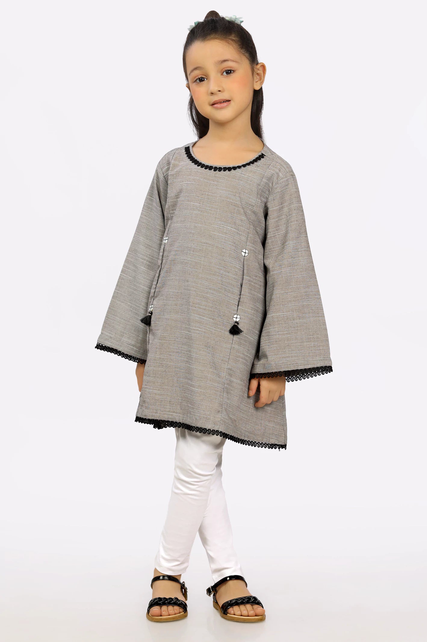 Grey Chambray Girls Kurti From Diners