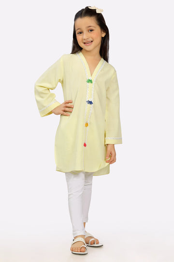 Yellow Yarn Dyed Girls Kurti From Diners