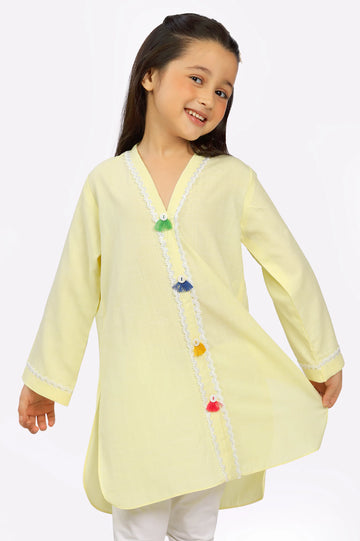 Yellow Yarn Dyed Girls Kurti From Diners