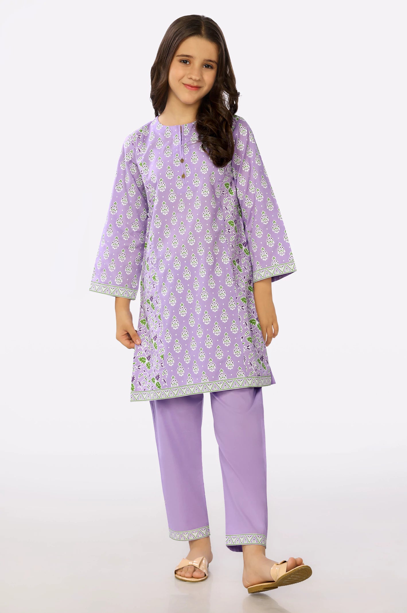 Purple Cambric Girls 2PC Suit From Diners