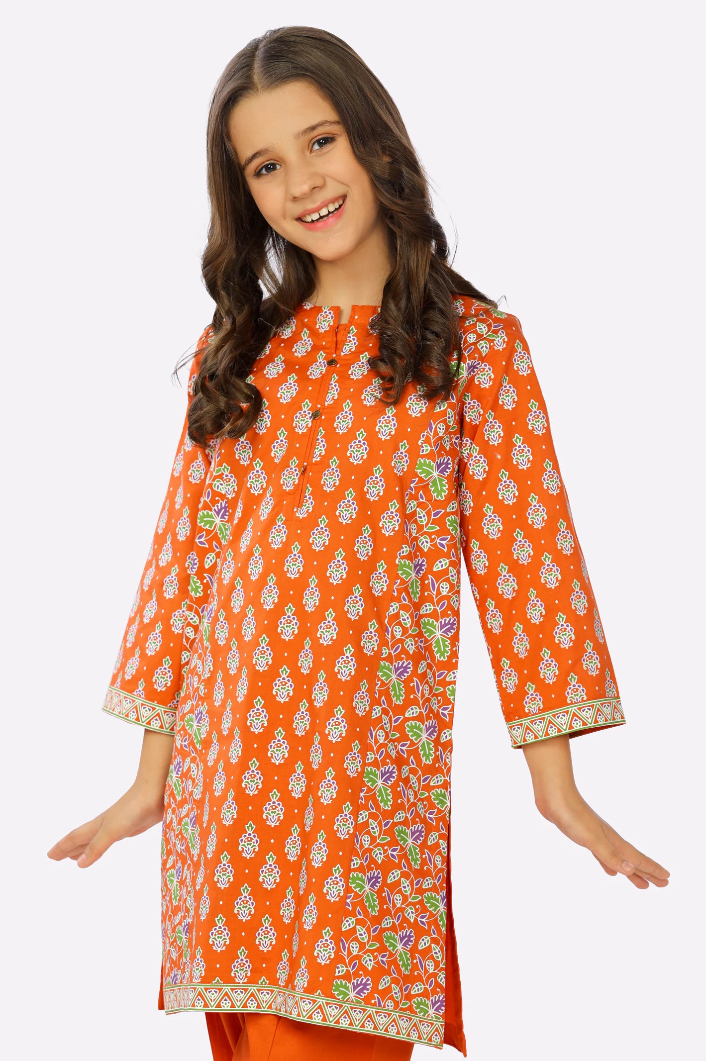 Cambric Block Printed Girls 2PC Suit – Diners Pakistan