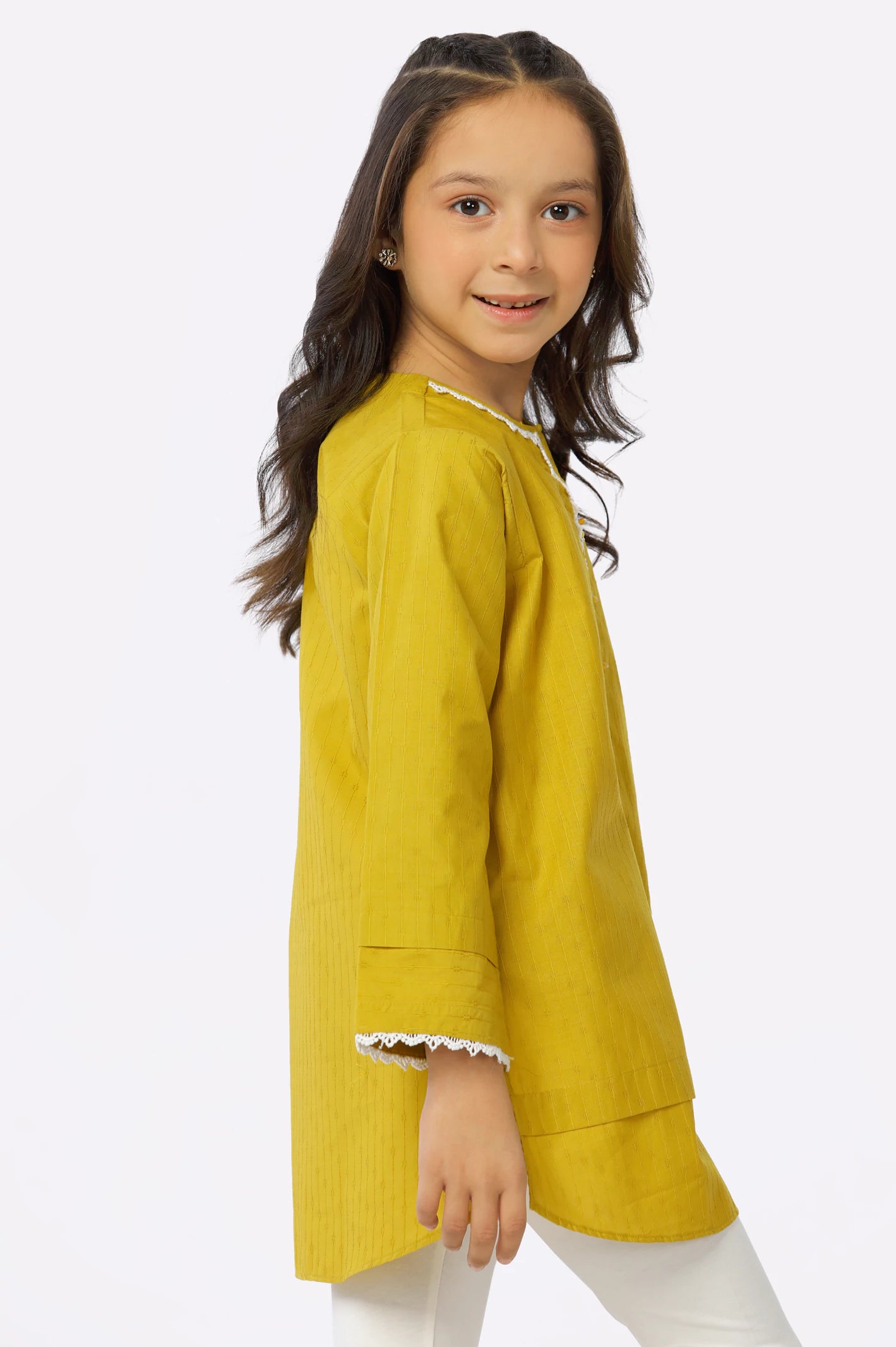 Mustard Dobby Girls Kurti From Diners