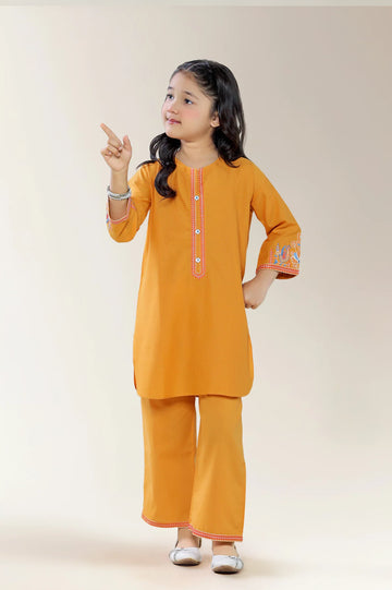 Embroidered Mustard Girls 2PC