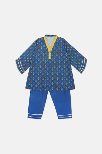 Printed Blue Girls 2PC