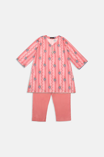 Printed Peach Girls 2PC