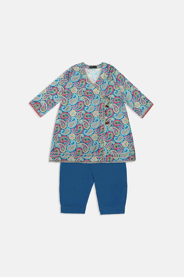 Printed Teal Girls 2PC
