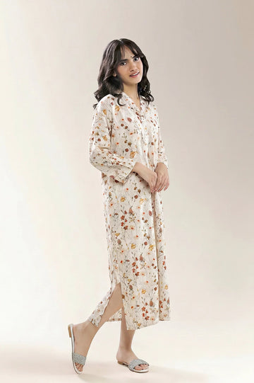 Printed Cream Girls Shirt