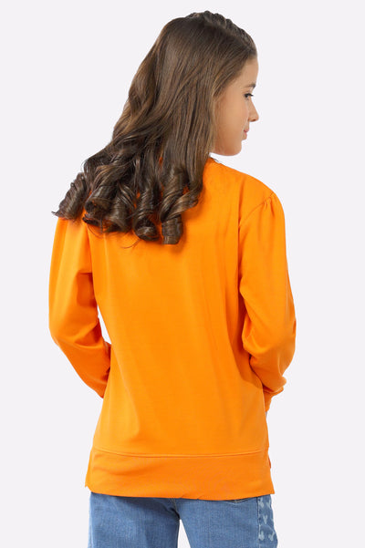 Orange Embroidered Girls Sweatshirt From Diners