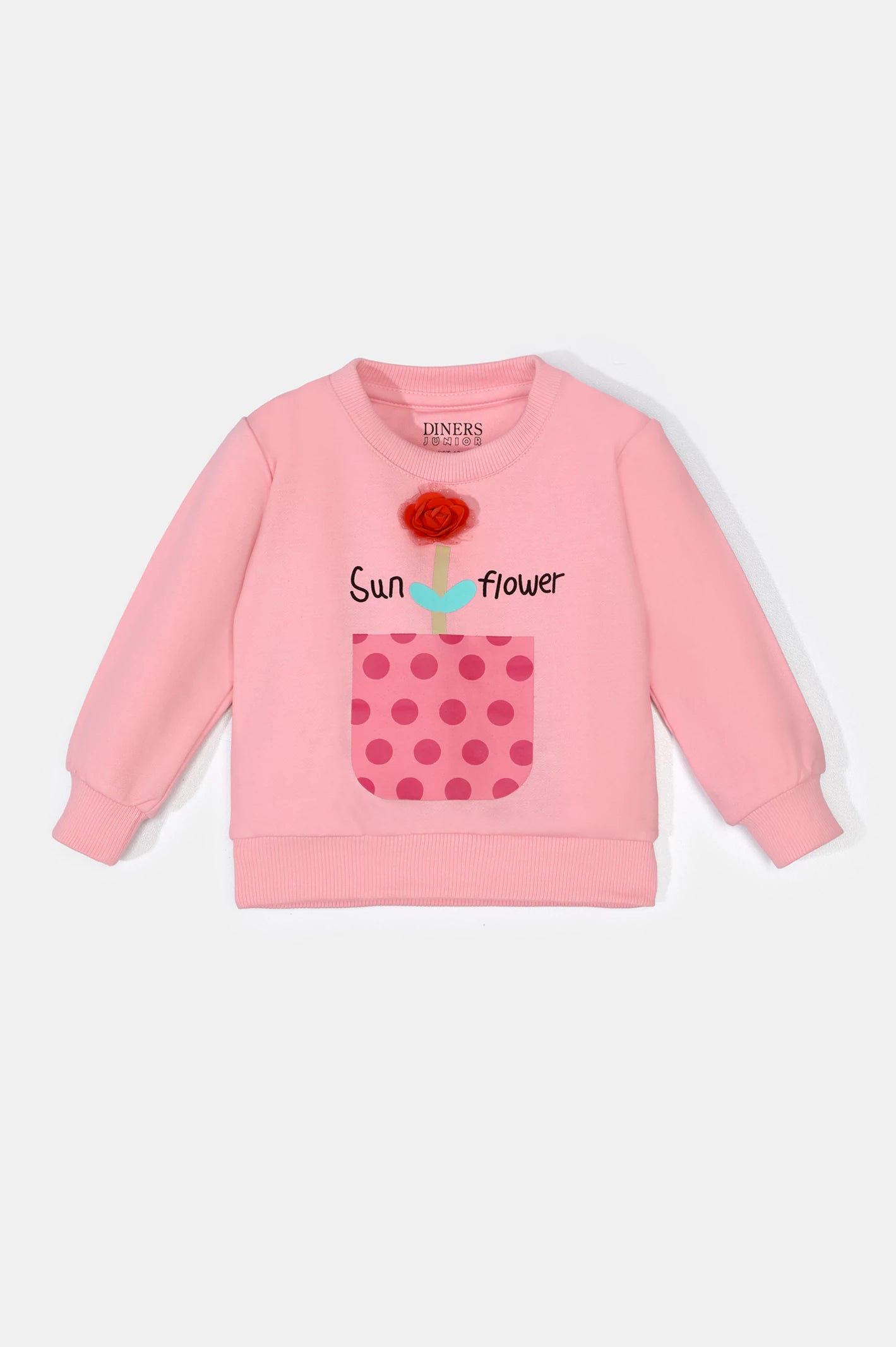 Pink Floral Printed Girls Sweatshirt From Diners