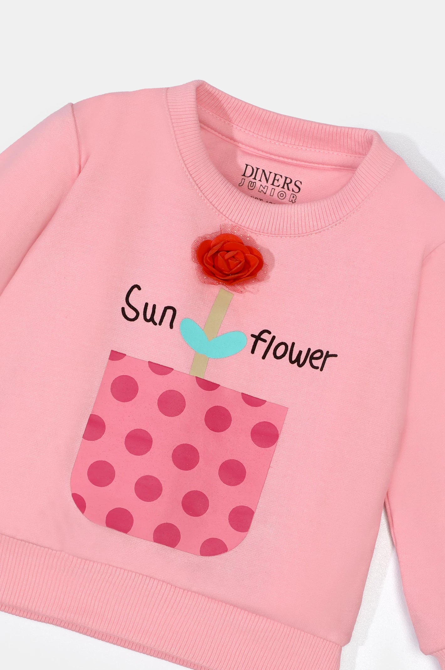 Pink Floral Printed Girls Sweatshirt From Diners