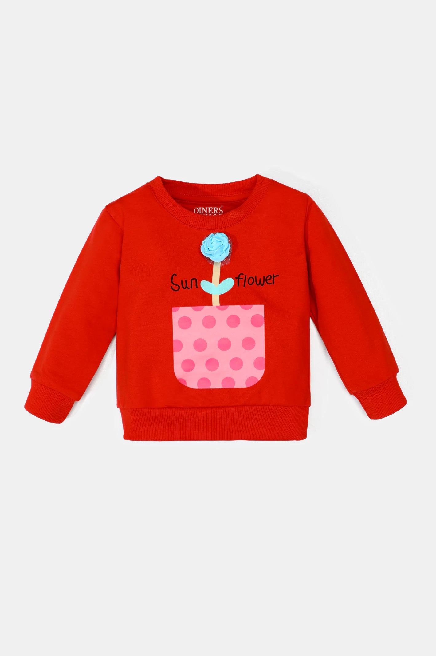 Red Printed Girls Sweatshirt From Diners