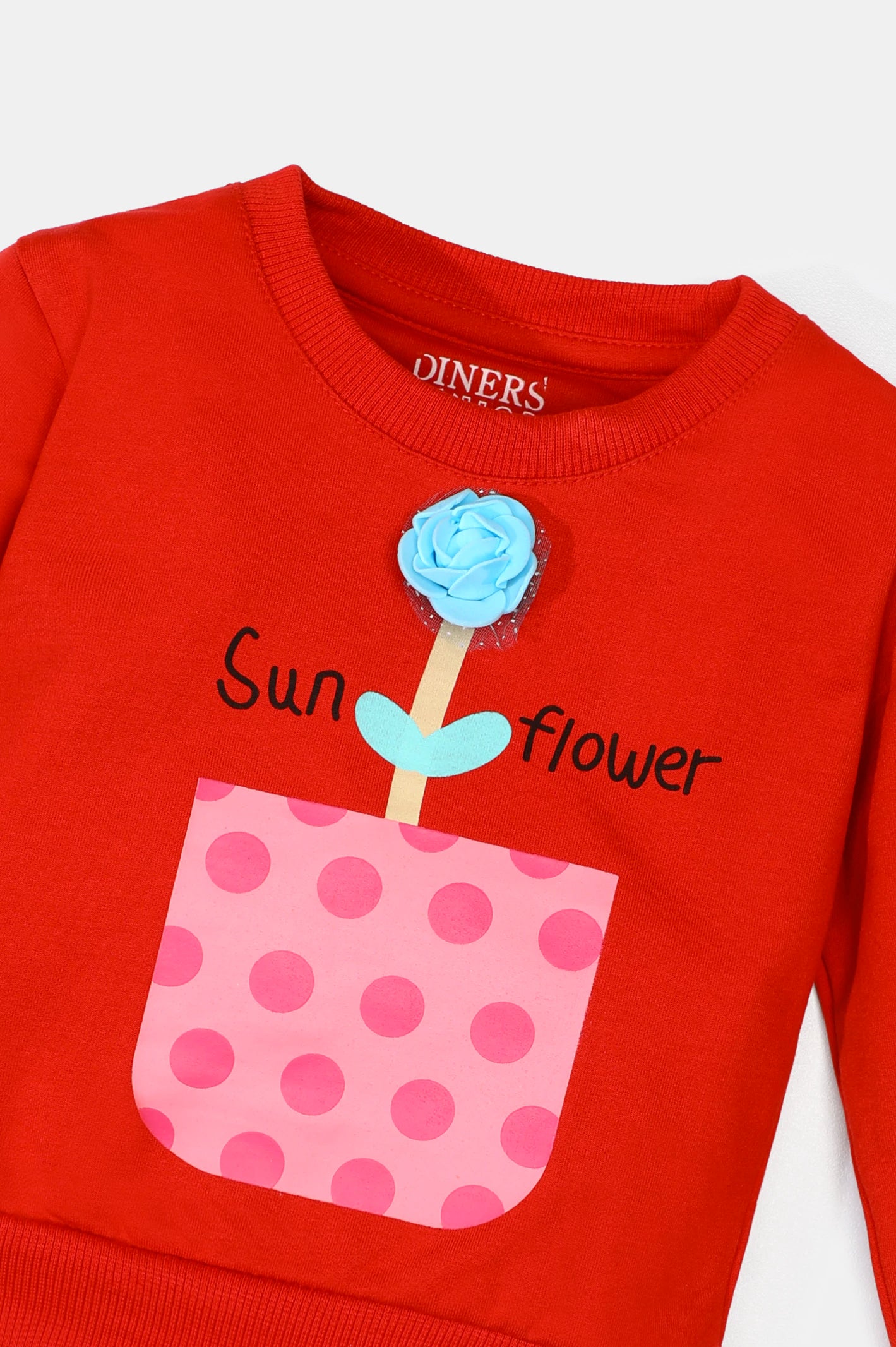 Red Printed Girls Sweatshirt From Diners