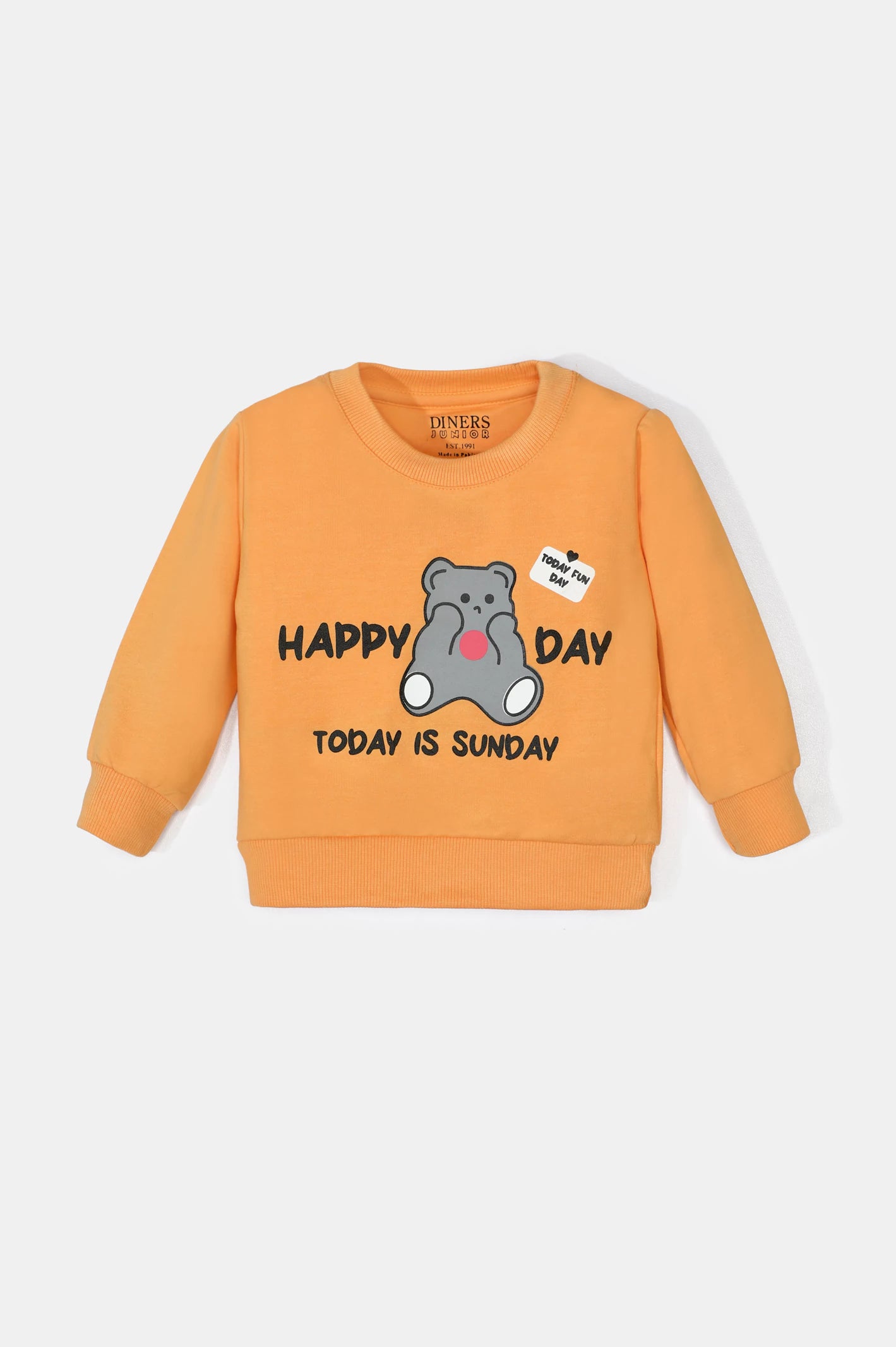 Light Orange Graphic Printed Girls Sweatshirt From Diners