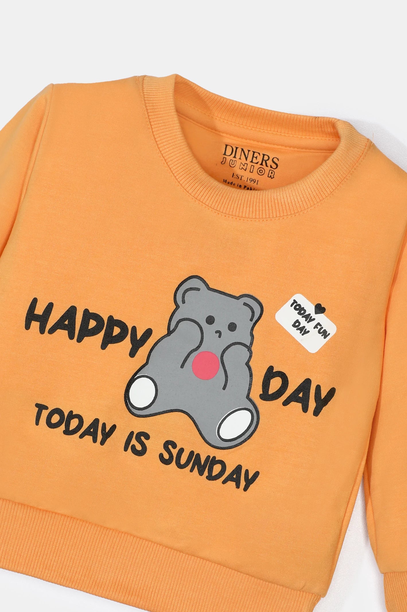 Light Orange Graphic Printed Girls Sweatshirt From Diners