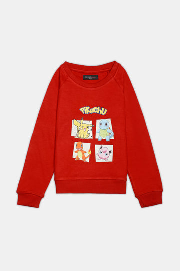 Pikachu Graphic Print Girls Sweatshirt