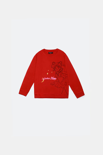 Red Graphic Girls Sweatshirt