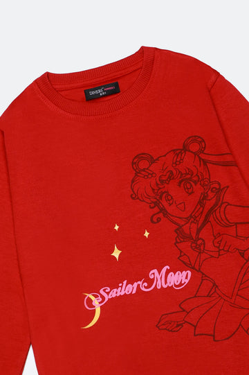 Red Graphic Girls Sweatshirt