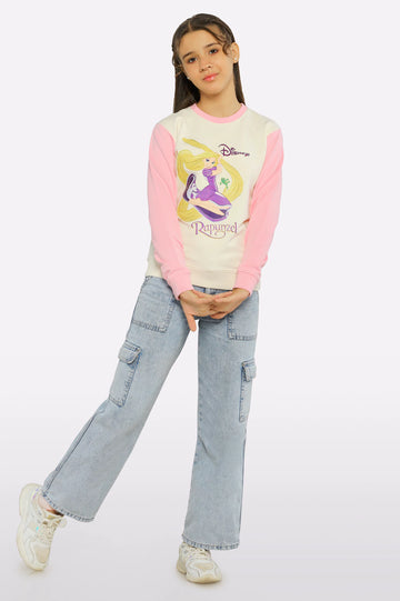 Rapunzel Graphic Printed Girls Sweatshirt