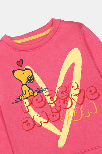 Snoopy Graphic Print Girls Sweatshirt
