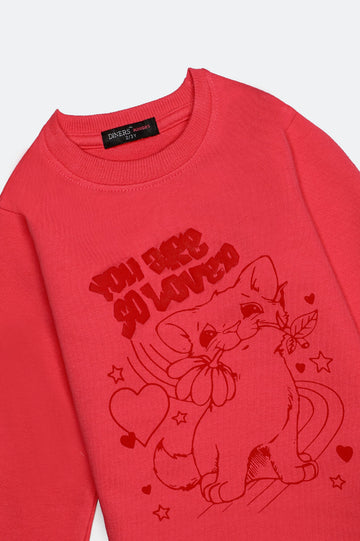 Pink Graphic Girls Sweatshirt