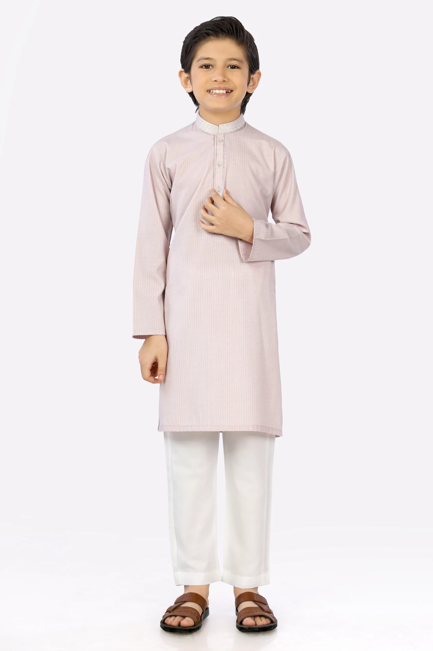 Light Brown Boys Kurta Pajama From Diners